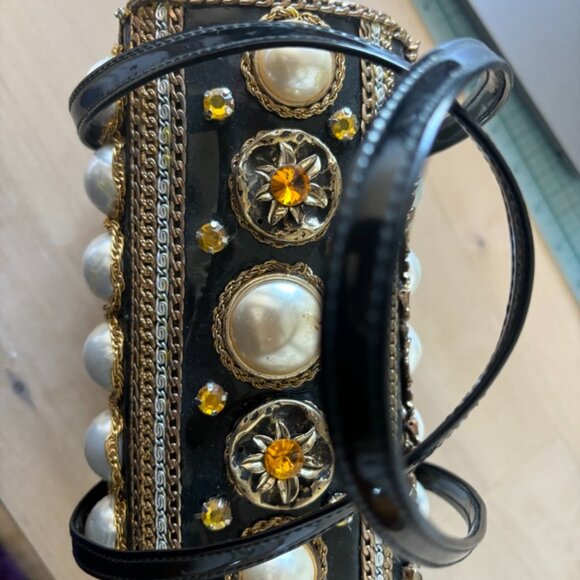 Absolutely Adorable Upcycled/Restored Embellished Little Black Evening Bag - Picture 5 of 8